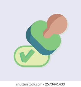 Stylized Approved Stamp Icon with Checkmark, modern minimalist design concept for web or application user interface