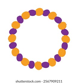 Stylized Apricots and Plums Circular Frame border in trendy summer shades. Summer Copyspace Template