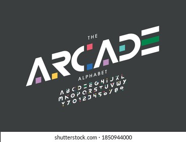 Stylized Arcade Alphabet Font Vector