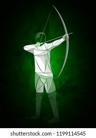 stylized archer, bowman, athlete black, green