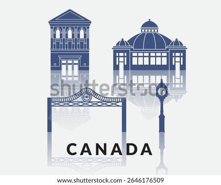 Stylized Architectural Landmarks Representing the Great Nation of Canada and Its Heritage