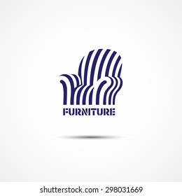 Stylized armchair icon template for logo. Vector illustration.