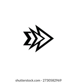 Stylized arrow icon with dynamic motion indicating direction and progression