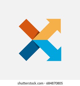 stylized arrow letter X shape in up and down direction logo template, company logo