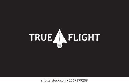 A stylized arrowhead graphic represents true flight logo