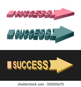 Stylized arrows. Set on a white and black background. Success.