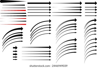 flechas estilizadas de diversas Formas y tamaños para decoración y decoración, infografías, Vector