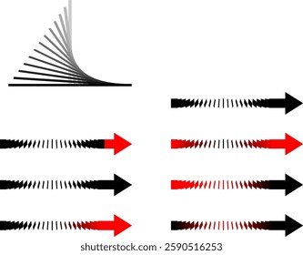 stylized arrows of various shapes and sizes for decoration and decoration, infographics, vector