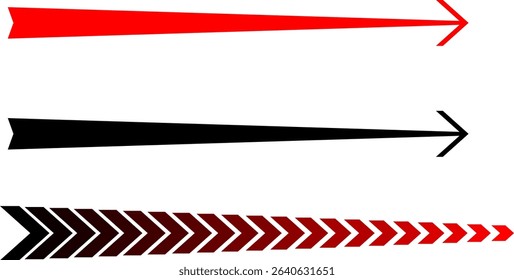 stylized arrows of various shapes and sizes for decoration and decoration, infographics, vector