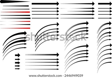 stylized arrows of various shapes and sizes for decoration and decoration, infographics, vector