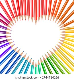 Stylized artistic frame made of multicolored pencils