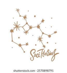 A stylized and artistic illustration of the Sagittarius constellation, beautifully adorned with shining stars