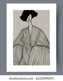 A Stylized and Artistic Portrait of a Woman Dressed in a Beautiful Striped Garment