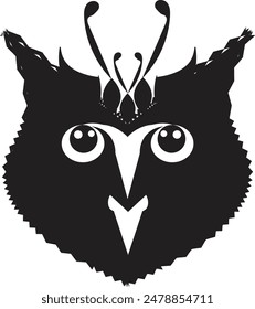 A stylized, artistic representation of an owl’s face silhouette.