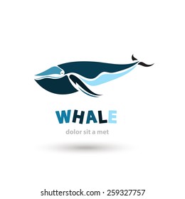 Stylized artistic whale icon. Creative colorful silhouette fish. Modern vector illustration.