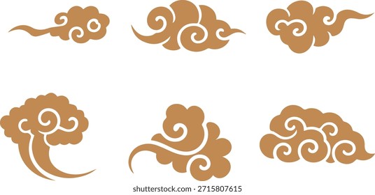 Stylized Asian Auspicious Cloud Design Elements