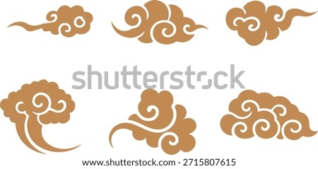 Stylized Asian Auspicious Cloud Design Elements