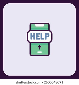 Stylized Assistance Icon Depicting Digital Support and Mobile Guidance