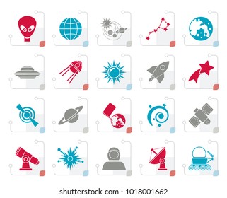 Stylized astronomy and space icons  - vector icon set