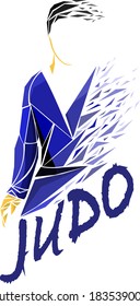 Stylized athlete, judoka. Sport judo vector.