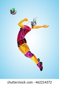 stylized athlete, played volleyball, girl