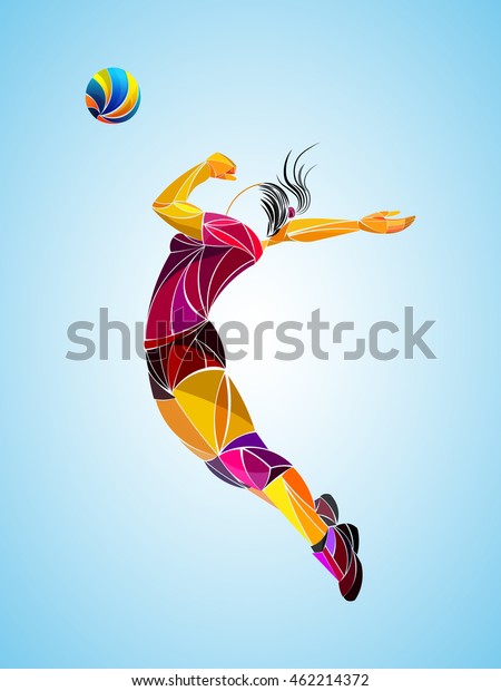 stylized athlete, played\
volleyball, girl
