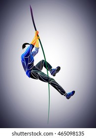 stylized athlete in rope climber