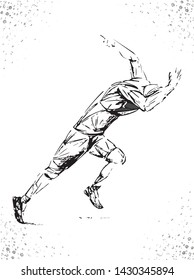 stylized athlete, runner, sketch vector