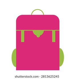 Stylized atom icon with pink orbits and green nucleus. Science, technology, and innovation symbol.