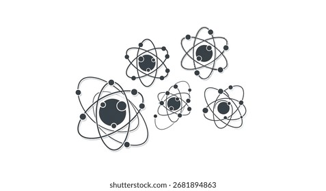 Stylized atomic structures with orbiting electrons representing science and discovery vector