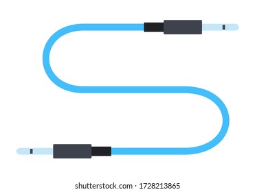 Cable de audio estilizado con carcasas de conector de plástico Vector de icono plano de música aislado.