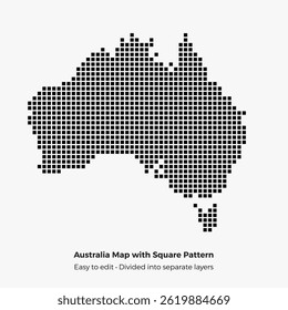 Stylized Australia Map Vector art, consists of Square Pattern