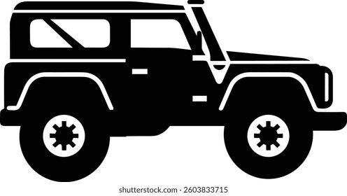 A Stylized Auto Vehicle Icon Showcasing a Side View Illustration on White Background. 
