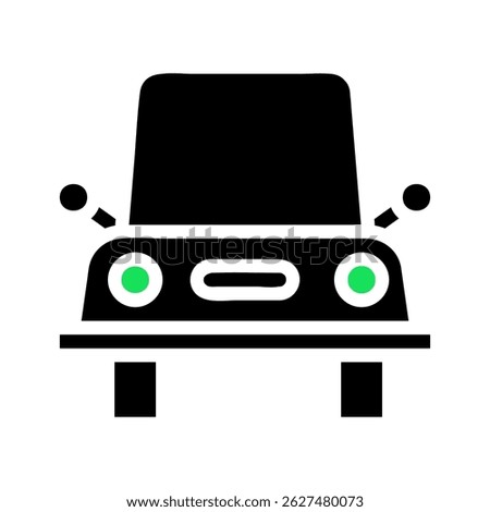 Stylized automobile front view delivering a simple transportation concept