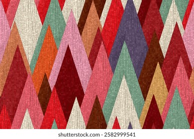 Stylized autumn forest, seamless vector mosaic style pattern