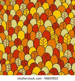 Stylized autumn forest. Vector seamless pattern