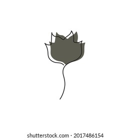 Stylized autumn green leaf of Tulip Tree. Vector simple illustration. Line art. Minimalism.