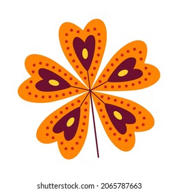 stylized autumn leaf, flat design, isolated on white