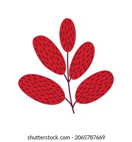 hoja de otoño estilizada, diseño plano, aislado en blanco