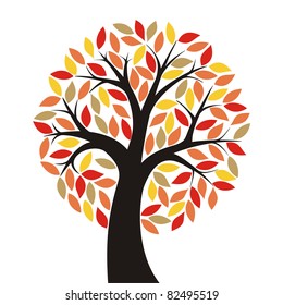 Autumn Tree Colored Leaves Isolated On Stock Vector (Royalty Free ...