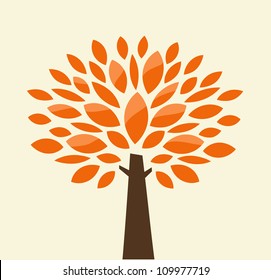 Stylized autumn tree. Vector