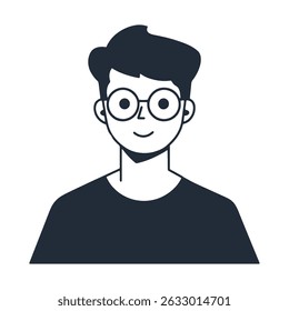 Stylized avatar of a young man with glasses, modern hairstyle, and casual look, suitable for web, profile, or app icons icon