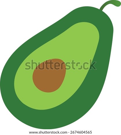 Stylized Avocado Half with Elongated Shape