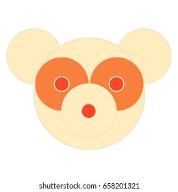 stylized baby bears head pattern in ivory and orange