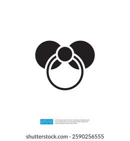 Stylized Baby Care Icon Featuring a Pacifier and Butterfly Design in Black and White