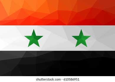 Stylized background of flag of Syria, low poly illustration.