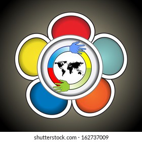 Stylized background with map of the world