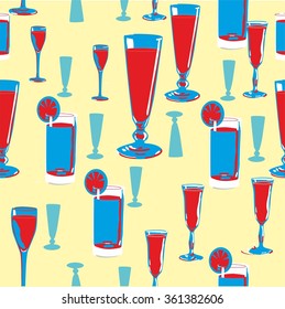 Stylized background pattern with alcohol drinks. Vector illustration.
