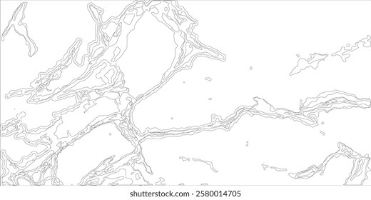 The stylized background of the topographic contour map concept. Abstract geography scheme in lines and contours. Black on white. Vector illustration.
