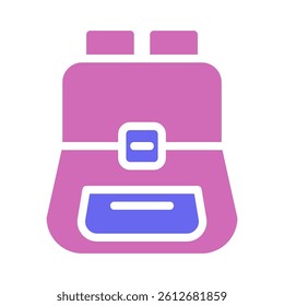 Stylized Backpack Icon Depiction with Lavender and Navy Hues on White
